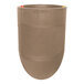 A brown planter with a yellow stripe.