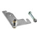 A metal piece with a bolt and nut, the Cooking Performance Group door spring lever.