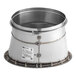 A NAKS stainless steel single-wall grease duct with a metal hood adapter.