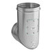 A NAKS stainless steel single-wall 87 degree elbow for grease ducts with an access panel.