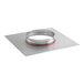 A round metal fan plate adapter with red rubber on the edges.