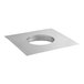 A silver square NAKS fan plate adapter for grease ducts with a hole in the center.