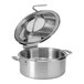 A silver stainless steel Rosseto Home Style chafer with a lid.