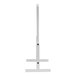 A white steel pegboard countertop display stand.