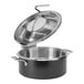 A black and stainless steel Rosseto Home Style chafing dish with a lid.