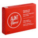 A red box with white text for Aunt Flow Universal Organic Cotton Menstrual Pads.