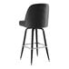 A Lancaster Table & Seating black barstool with metal legs and a black vinyl bucket seat.