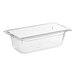 A Vollrath 1/3 size clear plastic food pan.