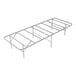 A Rize Home silver steel platform bed base with a metal frame.