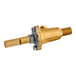 A gold and silver brass burner valve for a Vulcan grill.