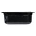 A black Vollrath Super Pan 1/4 size black polycarbonate food pan.