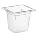 A clear plastic Vollrath 1/6 size food pan.