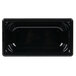 A black plastic rectangular food pan.