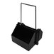 A black metal steel strap caddy with a handle.