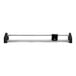 A metal table-mount slide cutter with a black handle.