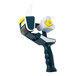 A white and yellow Encore Packaging pistol-grip tape dispenser with a yellow handle.