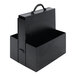 A black steel strap caddy with a handle.