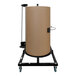 A small brown foam bubble roll on a black cart.