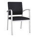 A black Lesro Newport guest chair with silver metal legs.