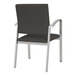 A Lesro Newport Patriot Plus black vinyl guest chair with silver legs.