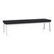 A Lesro Newport black vinyl 3-seat bench with silver legs.