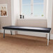 A black Lesro Newport bench with a black vinyl seat in a room.