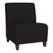 A Lesro Ravenna black fabric oversized guest chair with walnut wood legs.