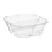 A case of 50 clear Sabert PET two-compartment bowls with a lid.