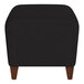 A Lesro Ravenna black fabric bench with wooden legs.