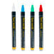 An American Metalcraft Securit All-Purpose Mini Tip Chalk Marker assortment with three markers in different colors.