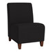A Lesro Ravenna black fabric guest chair with walnut wood legs.