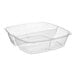 A package of 30 clear Sabert PET two-compartment square bowl sets. Each bowl has a lid.