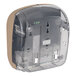 A clear plastic Lavex Pro Sand paper towel dispenser with a clear plastic cover.