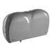 A grey rectangular Lavex Pro Stone double-roll jumbo toilet tissue dispenser with a clear cover.