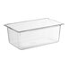 A Vollrath clear polycarbonate food pan.