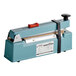 An 8-inch impulse heat bag sealer with a cutter and timer, designed for sealing plastic bags.