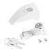 A white plastic Galaxy lock assembly kit with keys and screws.