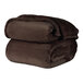 A stack of brown Berkshire Hospitality VelvetLoft blankets.
