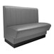A graphite leather booth seat with black base.