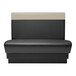A beige and black single back booth with a beige head roll and black booth seat.