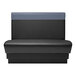 A black and grey booth with a black back.