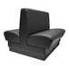 A black leather booth seat with a double backrest.