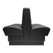 A QA Group black double back booth with black leather seating and backrests.