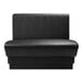 A black leather booth with a black back.