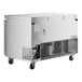 An Avantco stainless steel undercounter freezer on wheels.