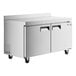 An Avantco stainless steel worktop refrigerator with two doors.