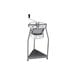 A Tellier tin-plated metal rotary food mill on a stand.
