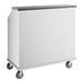 A white rectangular stainless steel cart with a black top.