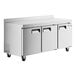 An Avantco white worktop refrigerator with two doors.