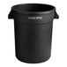 A black plastic Advantage Supplies round commercial trash can with handles.